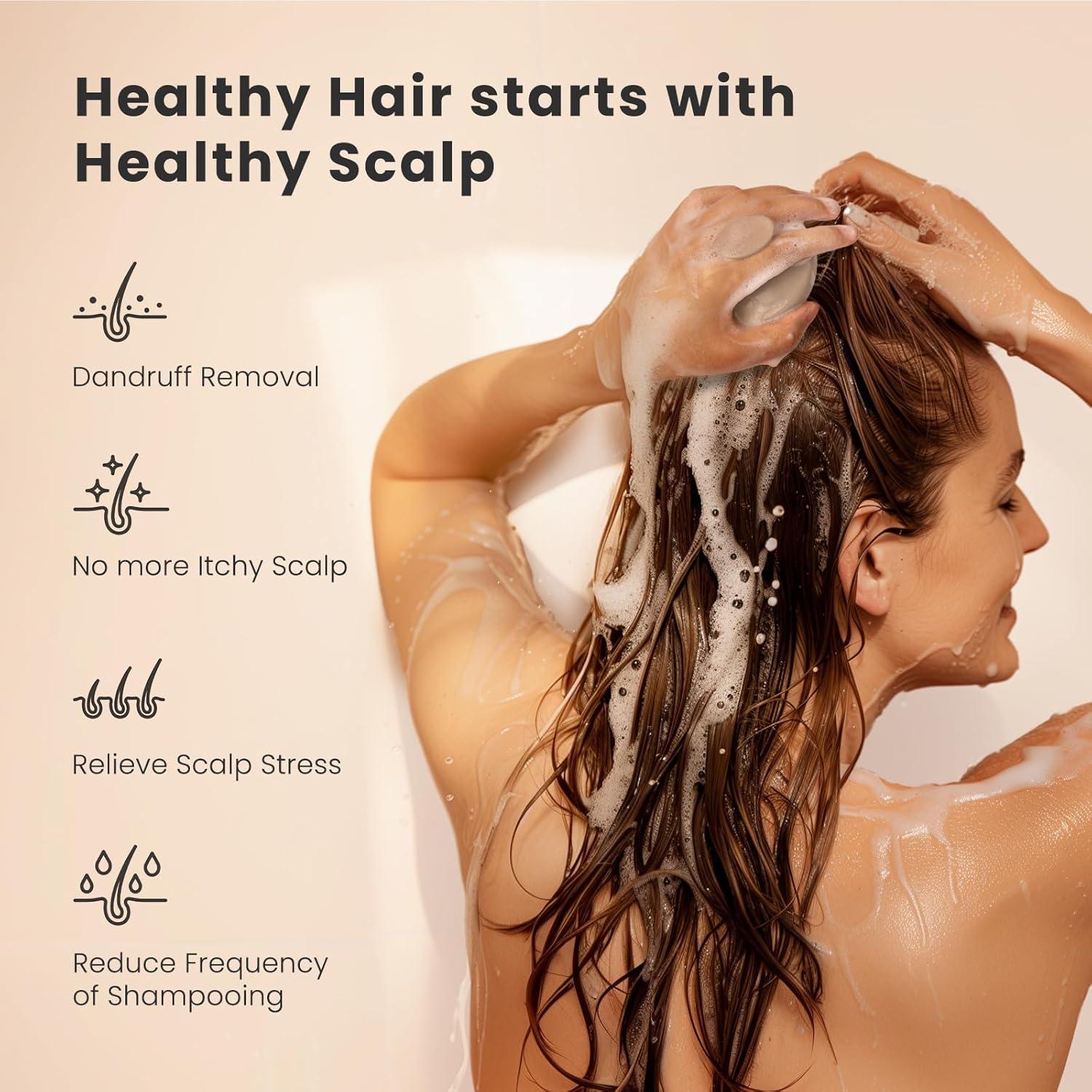AIMIKE Silikon Kopfmassage Shampoo Bürste für Haarwachstum - Khaki