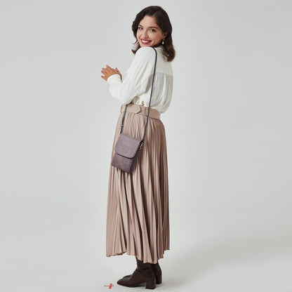 Kleine Damen Handytasche Umhängetasche Lila aus PU Leder