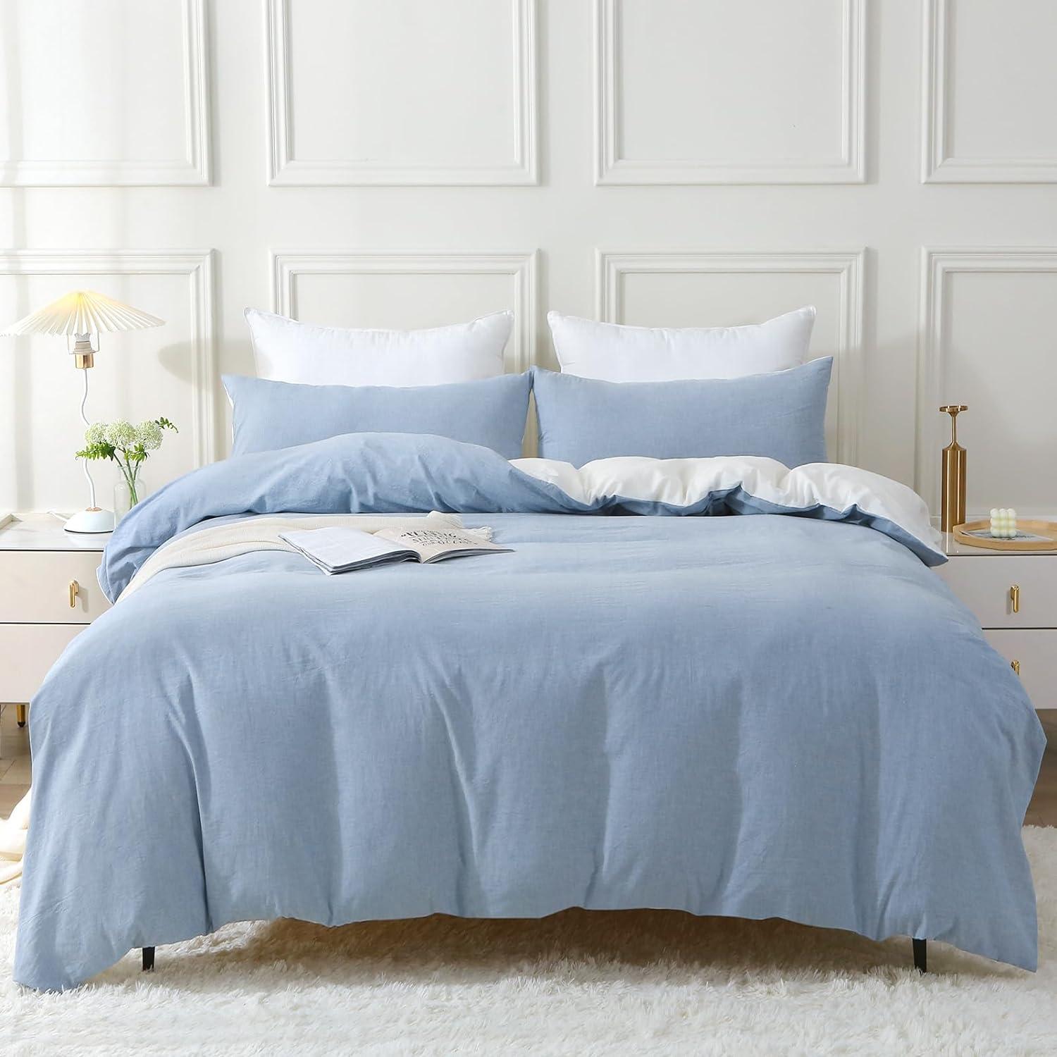 Bettwäsche Set 100 % Baumwolle Stone Washed Bettbezug 155x220