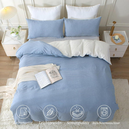 SOULFUL Bettwäsche Set 155x220 Baumwolle Haiya Blue Stone Washed9040