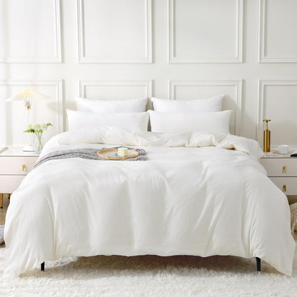 SOULFUL Bettwäsche-Set 200x200 Milky White Stone Washed