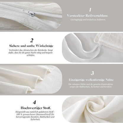 Bettwäsche 200x200 Stone Washed Baumwolle 3tlg. Milky White