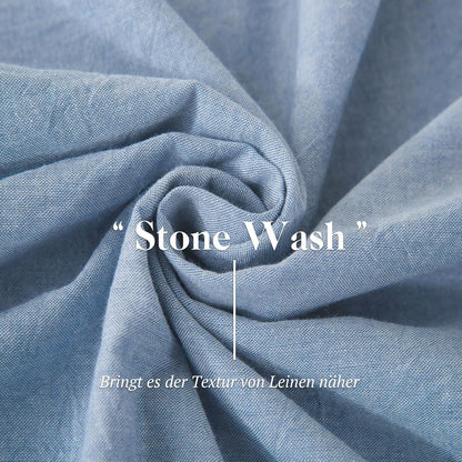 Bettwäsche Set 135x200 100% Baumwolle Stone Washed Blue