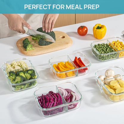 Glasbehälter mit Deckel 5er Set 33oz, Meal Prep Boxen, Frischhaltedosen für Mikrowelle, Ofen, Gefrierschrank