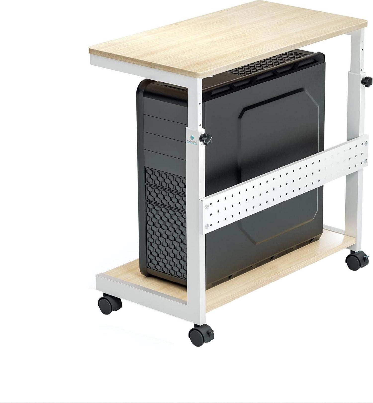 Höhenverstellbarer PC Tower Ständer mit Rollen und Maus Pad