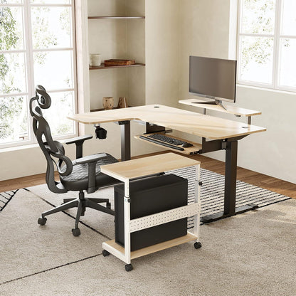 Höhenverstellbarer PC Tower Ständer mit Rollen und Maus Pad