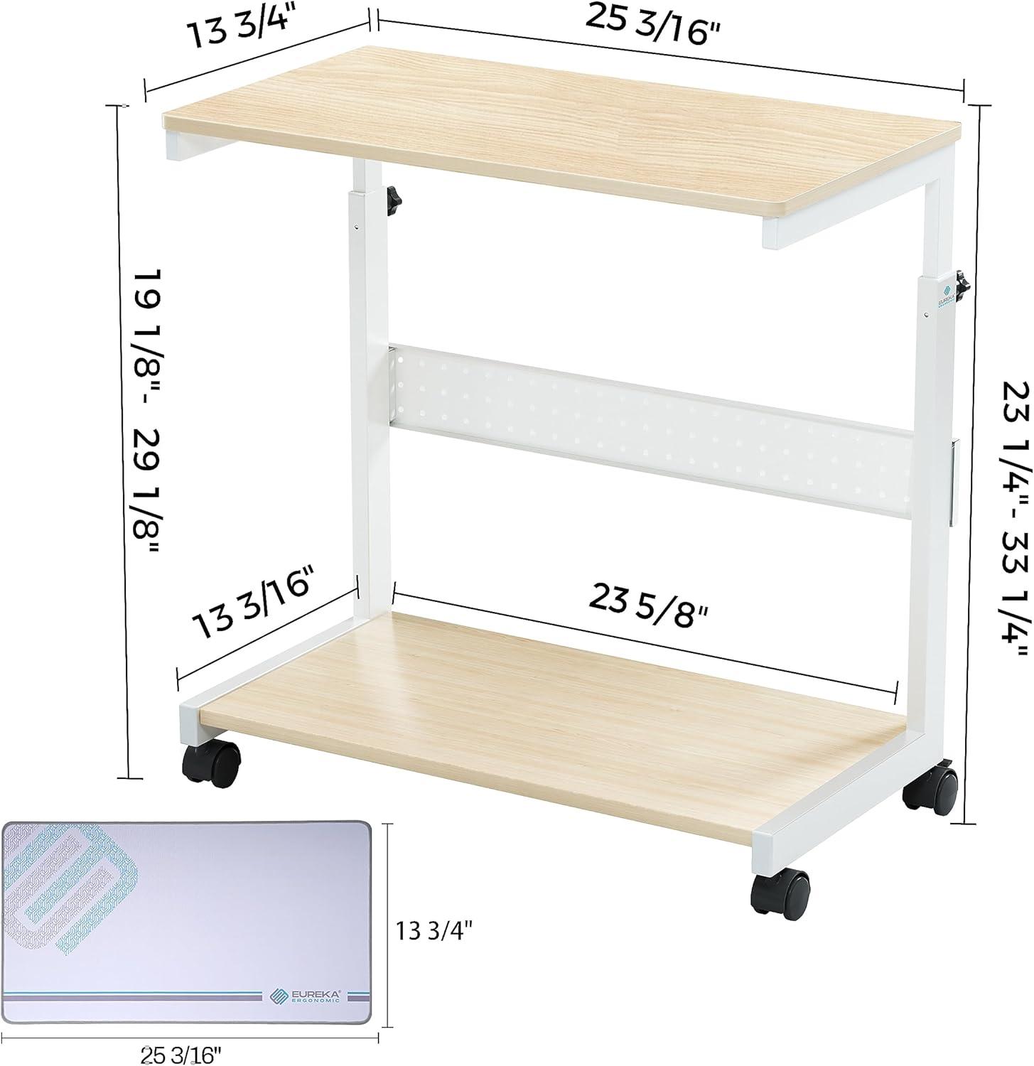 Höhenverstellbarer PC Tower Ständer mit Rollen und Maus Pad, Ahornfarbe