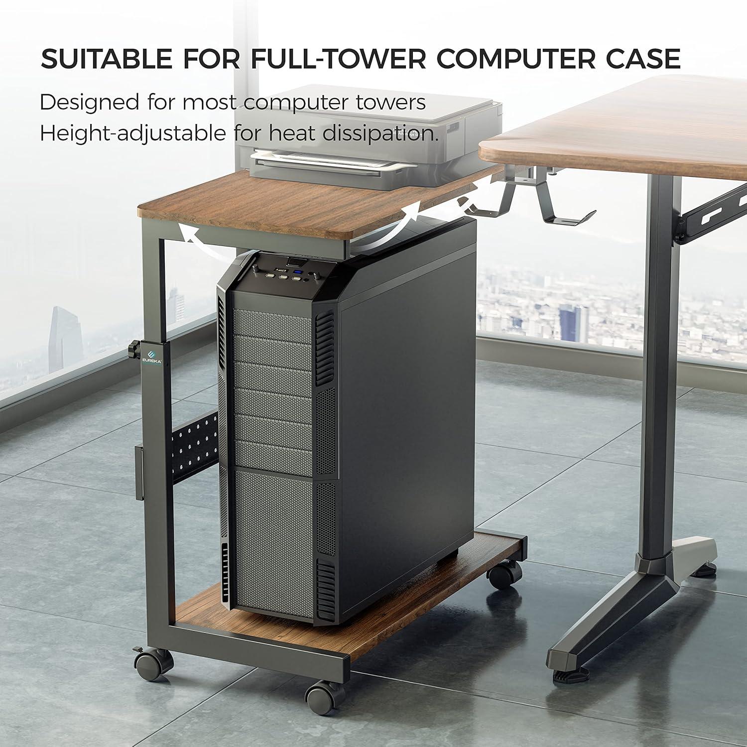 Höhenverstellbarer PC Stand ATX Gehäuse CPU Halter Rollen Mauspad