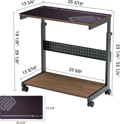 Höhenverstellbarer PC Tower Ständer mit Rollen, ATX-Gehäuse CPU Halter, Walnussfarbe