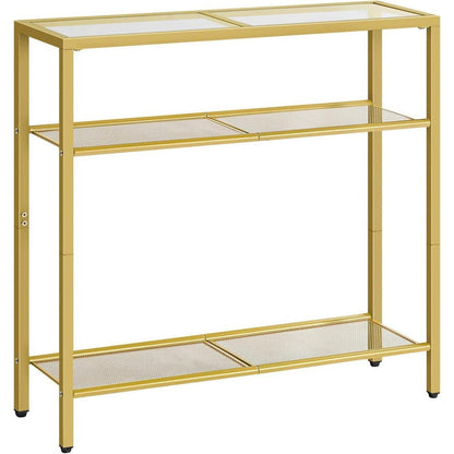 Hoobro Konsolentisch Glas Goldfarben 75 cm moderne