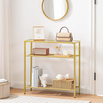 Hoobro Konsolentisch Glas Goldfarben 75 cm moderne
