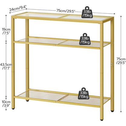 Hoobro Konsolentisch Glas Goldfarben 75 cm moderne