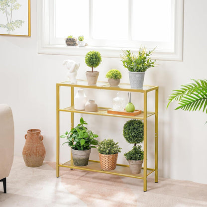 Hoobro Konsolentisch Glas Goldfarben 75 cm moderne
