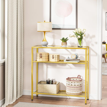 Hoobro Konsolentisch Glas Goldfarben 75 cm moderne