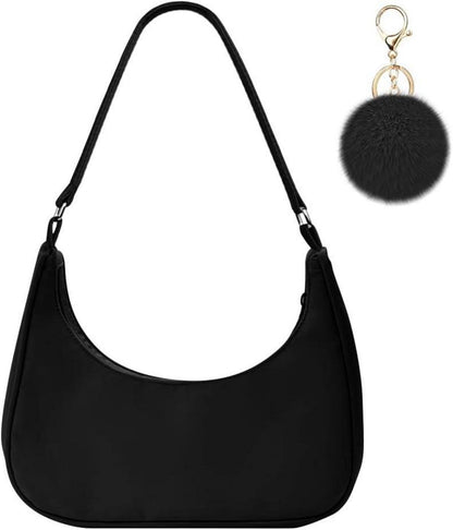 Nylon Umhängetasche mit Pom-Pom-Anhänger für Mädchen
