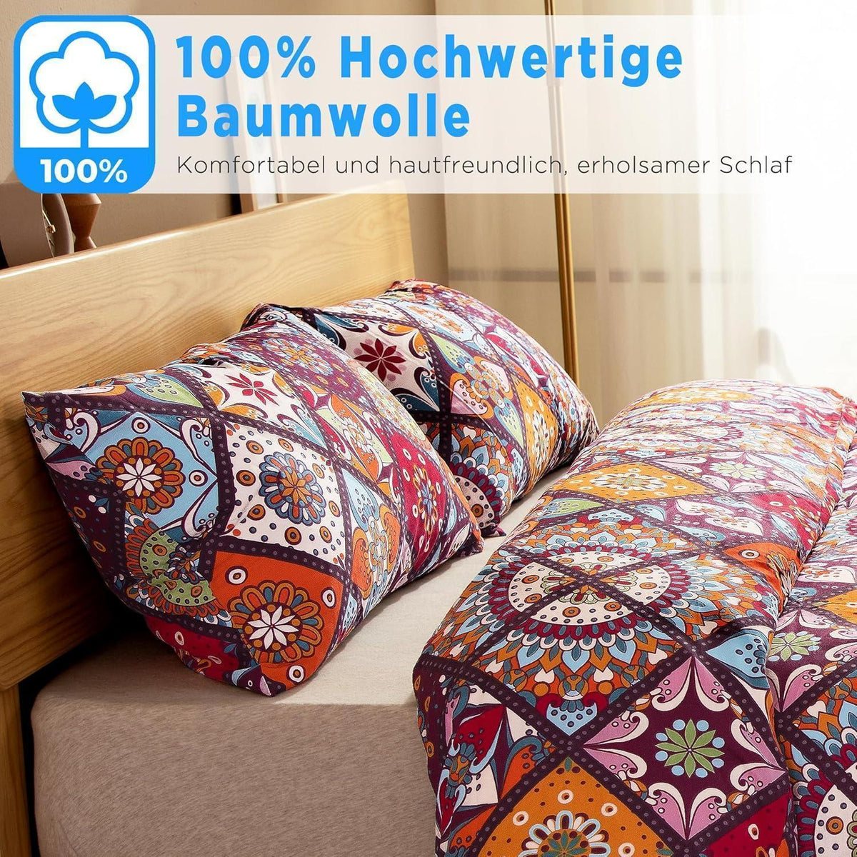 Bettwäsche-Set 220x240 cm Baumwolle Renforcé Bunt Böhmen Paisley