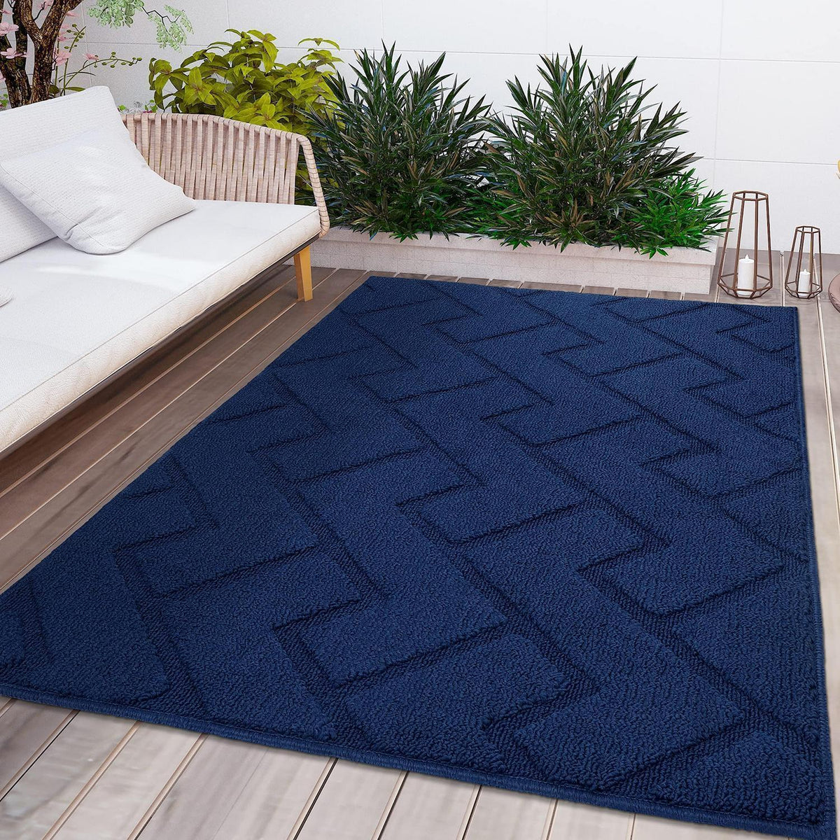 Fußmatte Innen Außen Waschbar Blau 119x180cm – Rutschfest & Saugfähig