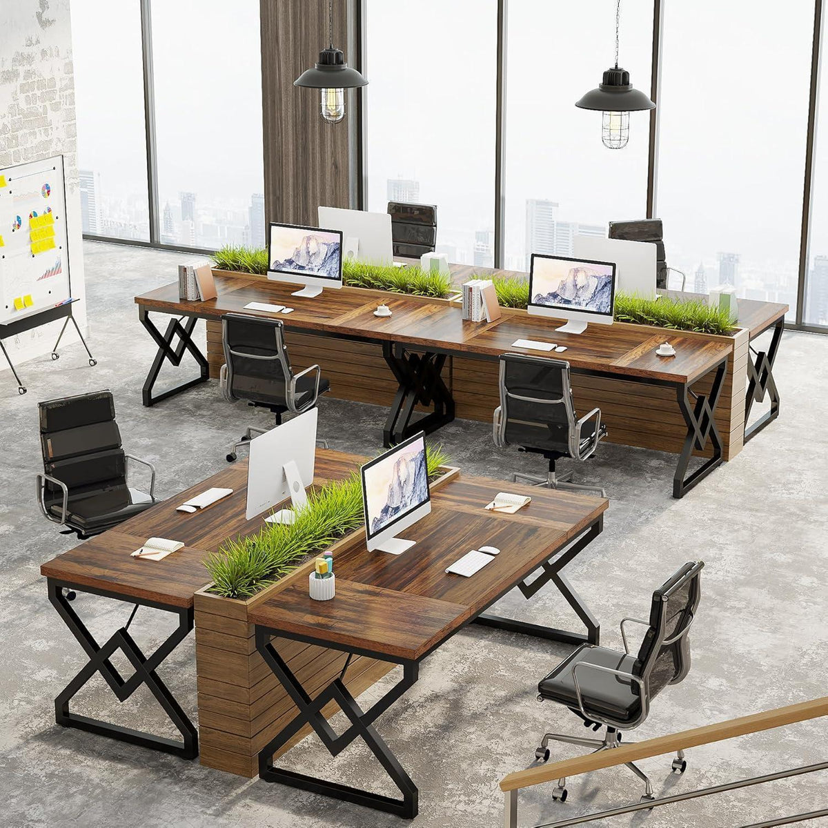Großer Schreibtisch 160x70cm – Modernes Arbeitszimmer mit Metallrahmen