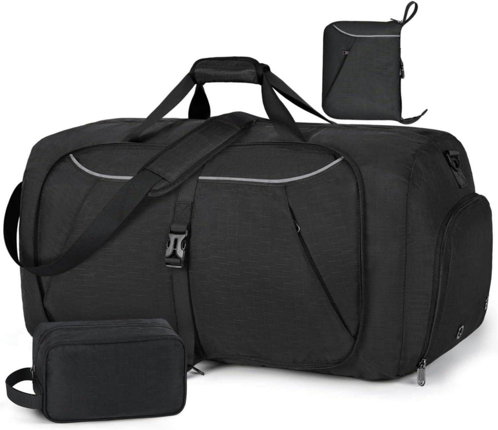 Faltbare Reisetasche 100L Schwarz mit Schuhfach