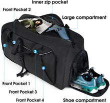 Faltbare Reisetasche 100L Schwarz mit Schuhfach & 6 Taschen
