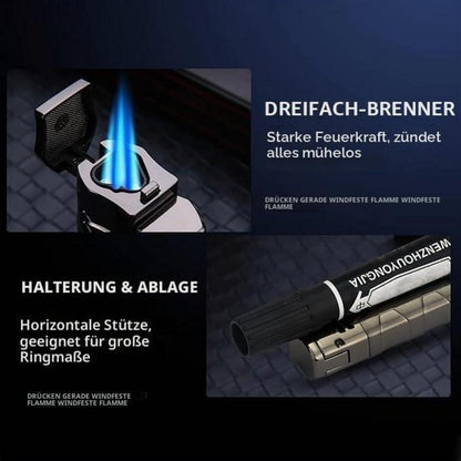 Winddichtes Feuerzeug mit Zigarrenpunsch – Nachfüllbar & Robust