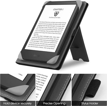 Premium PU Leder Ständerhülle für 6-6.8 Zoll eReader - Schwarz