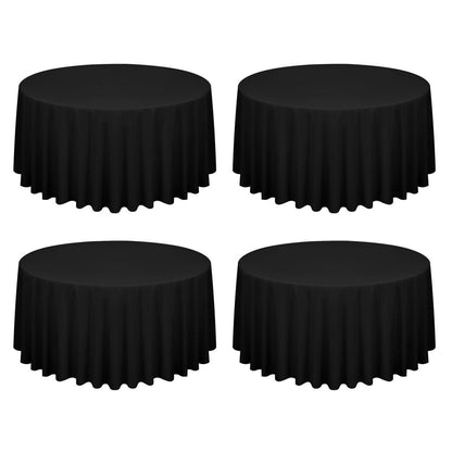 4x Runde Tischdecke Schwarz 300cm – Polyester, Waschbar