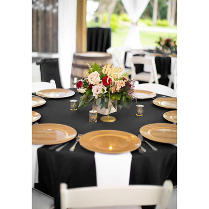 4x Runde Tischdecke Schwarz 300cm – Polyester, Waschbar