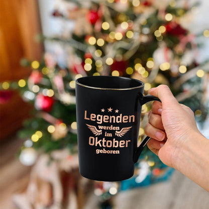 Geburtstagsgeschenk 400ml Kaffeetasse Spruch Legenden Oktober Schwarz
