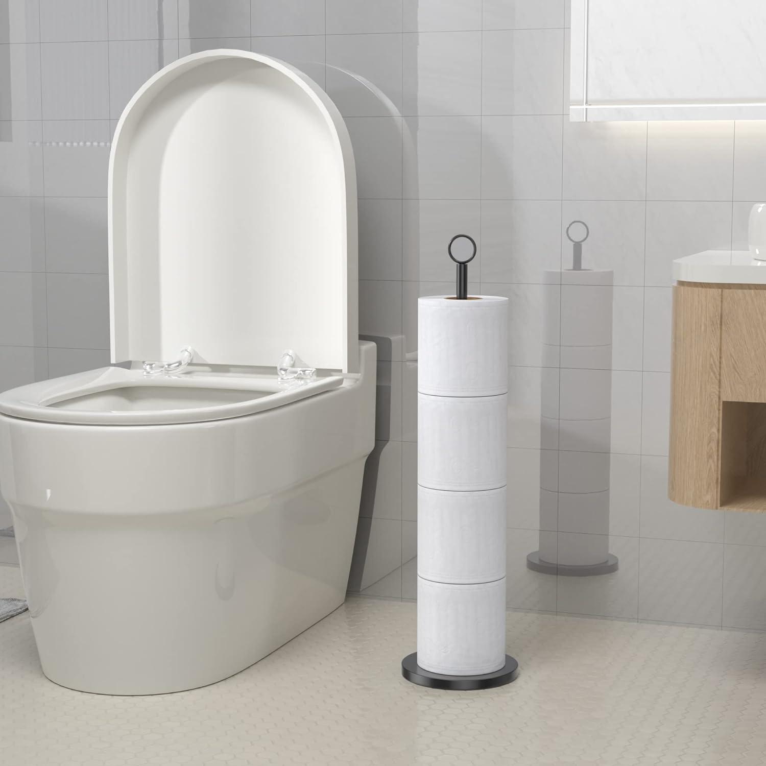Toilettenpapierhalterständer Edelstahl mit Reservefunktion Schwarz