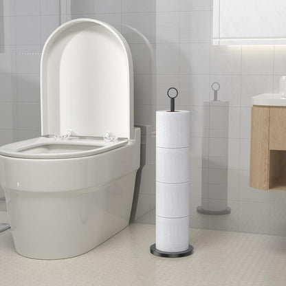 Toilettenpapierhalterständer Edelstahl mit Reservefunktion Schwarz