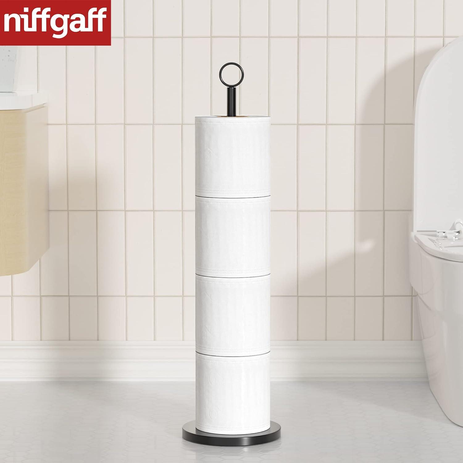 Toilettenpapierhalterständer freistehend Edelstahl Schwarz Aufbewahrung