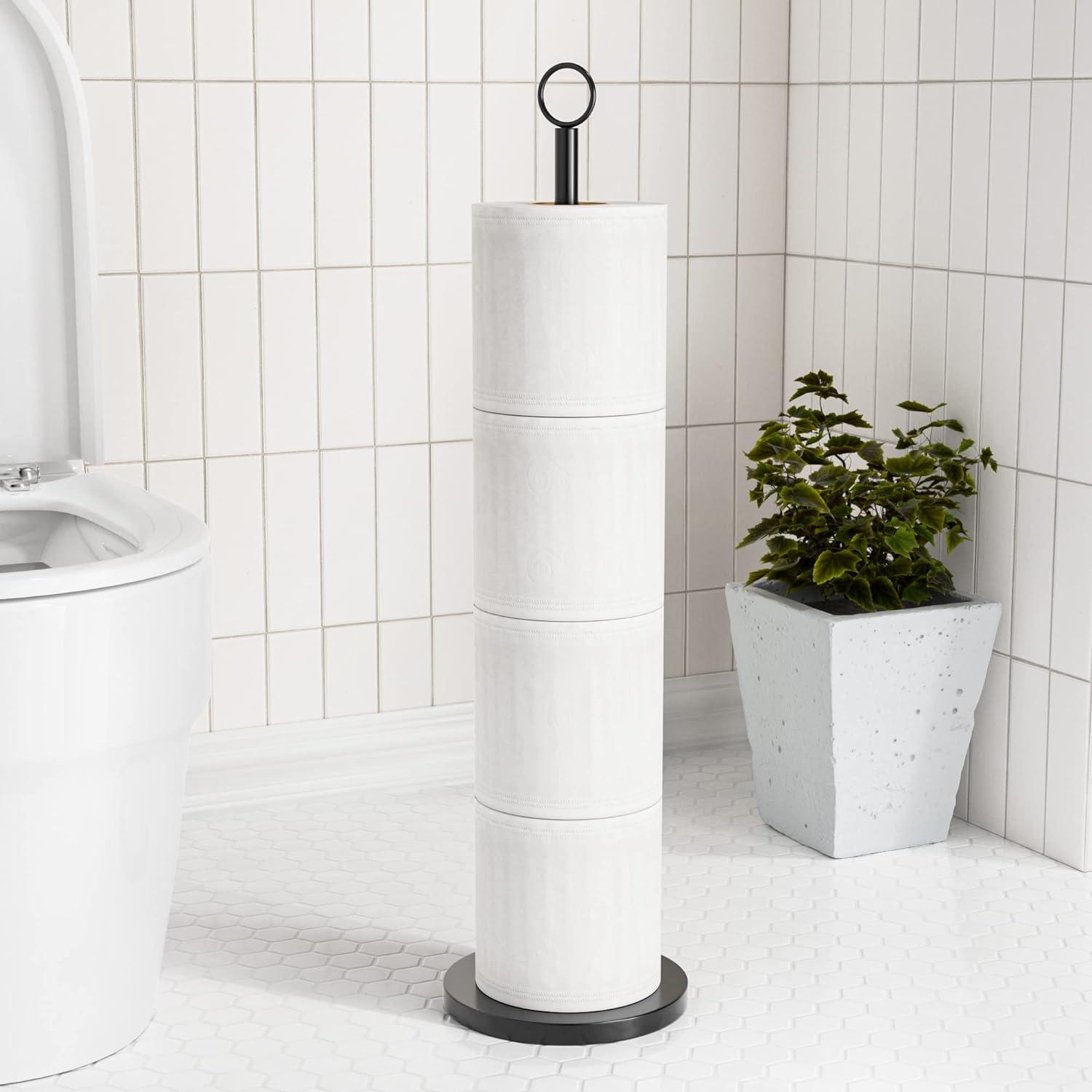 Freistehender Toilettenpapierhalter Edelstahl Schwarz mit Reservefunktion