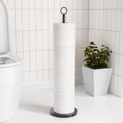 Freistehender Toilettenpapierhalter Edelstahl Schwarz mit Reservefunktion