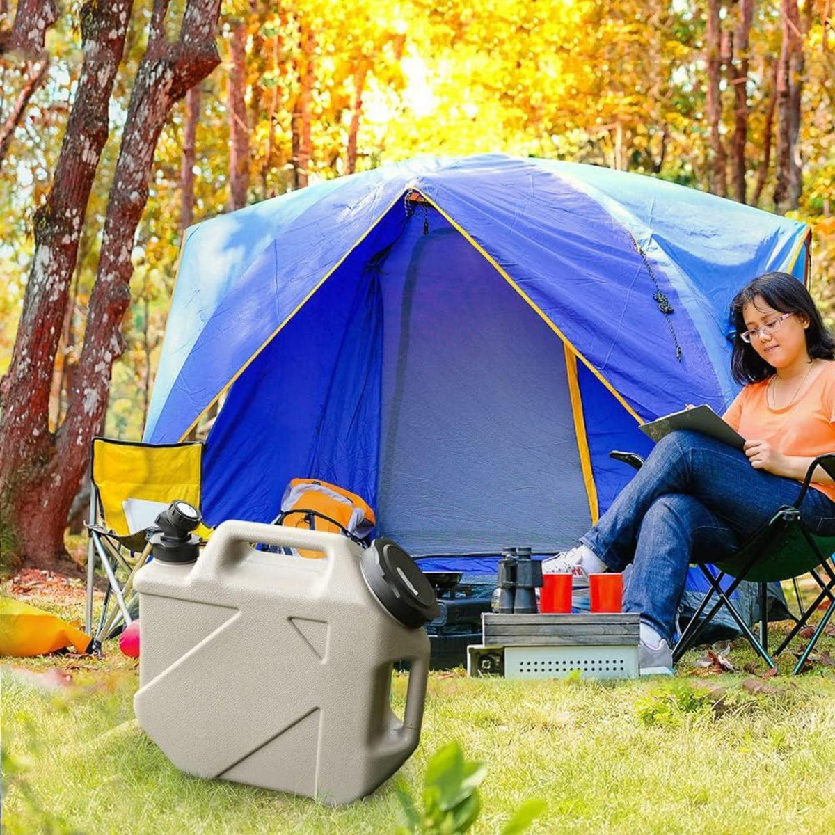 Transparenter Camping Wasserkanister mit Hahn und Schraubdeckel, BPA-frei, Trinkwasserkanister 10L