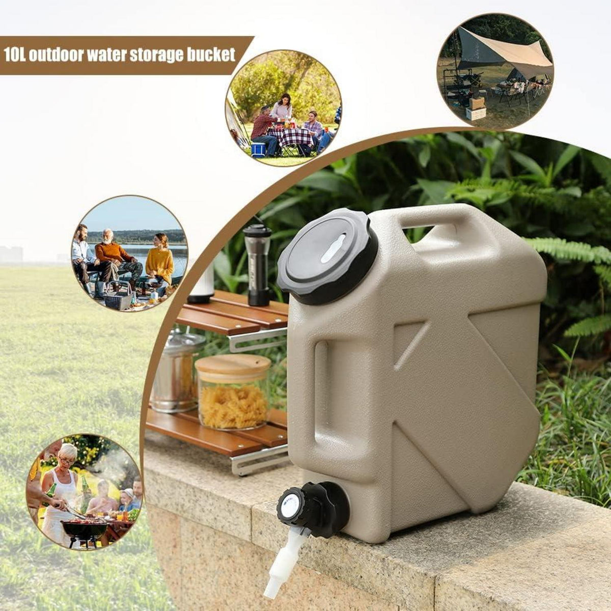 Transparenter RUYI Trinkwasserkanister mit Hahn 10L für Camping