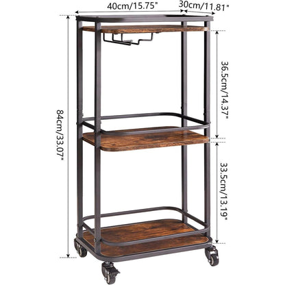 Servierwagen 3-Tier Aufbewahrungswagen mit Rädern