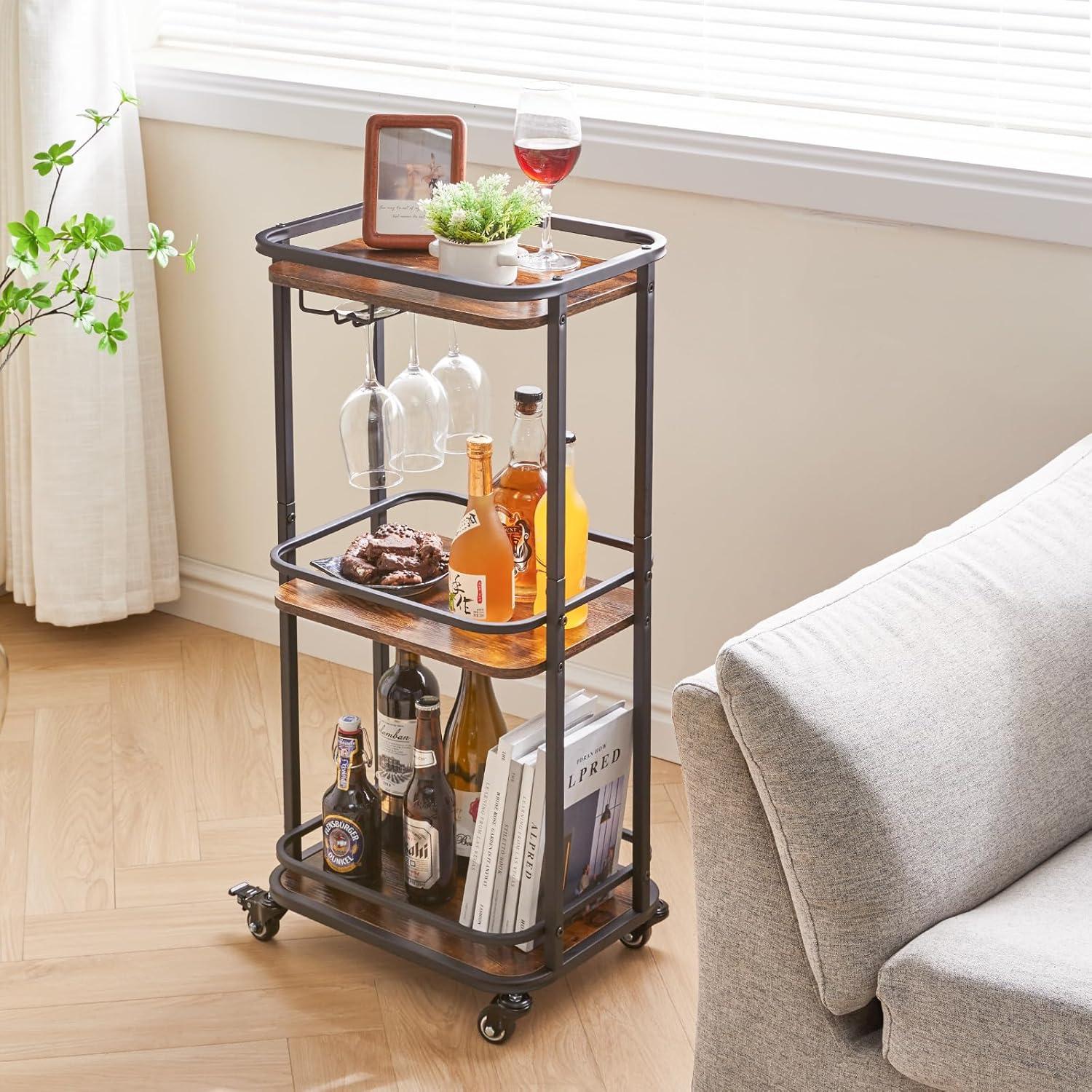 Rollender 3-Tier Servierwagen für Zuhause - Küchenwagen mit Rädern
