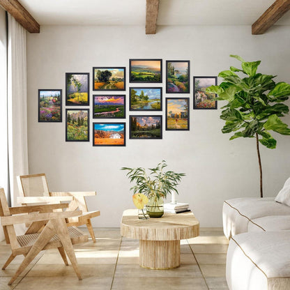 12er Set Schwarze Bilderrahmen DIN A4 für Fotos und Bilder, Fotorahmen Collage