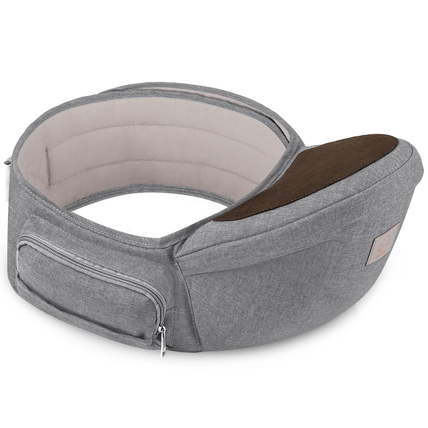 Baby Hüftsitz Leichter Taille Hocker 4 Tragepositionen Grau Polyester
