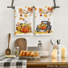 Herbstliche Kürbisse & Ahornblätter Küchentuch Set 42x65 cm