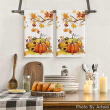 Herbst Küchentücher, Sonnenblumen & Kürbisse, 42x65 cm, 2er