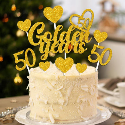 Goldene Hochzeit Tortendeko 50 Jahre Cake Topper Glitzer GoldENE 50. Geburtstag