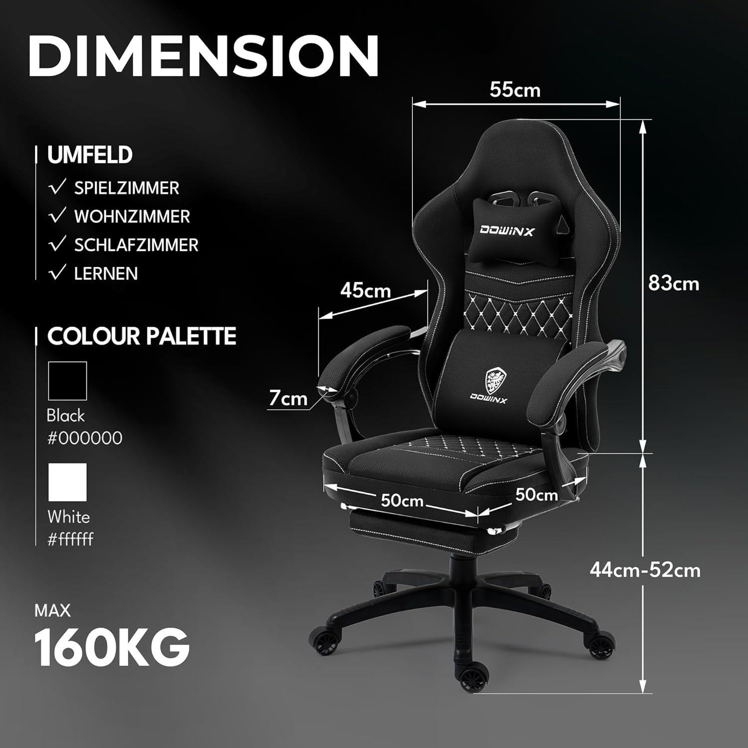 Ergonomischer Gaming Stuhl mit Massagefunktion, Taschenfederkissen