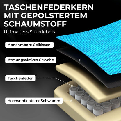 Dowinx Gaming Stuhl mit Taschenfederkissen Massage Fußstütze Schwarz