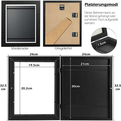 Atildp 2er Set A4 Bilderrahmen 21x30cm Schwarz