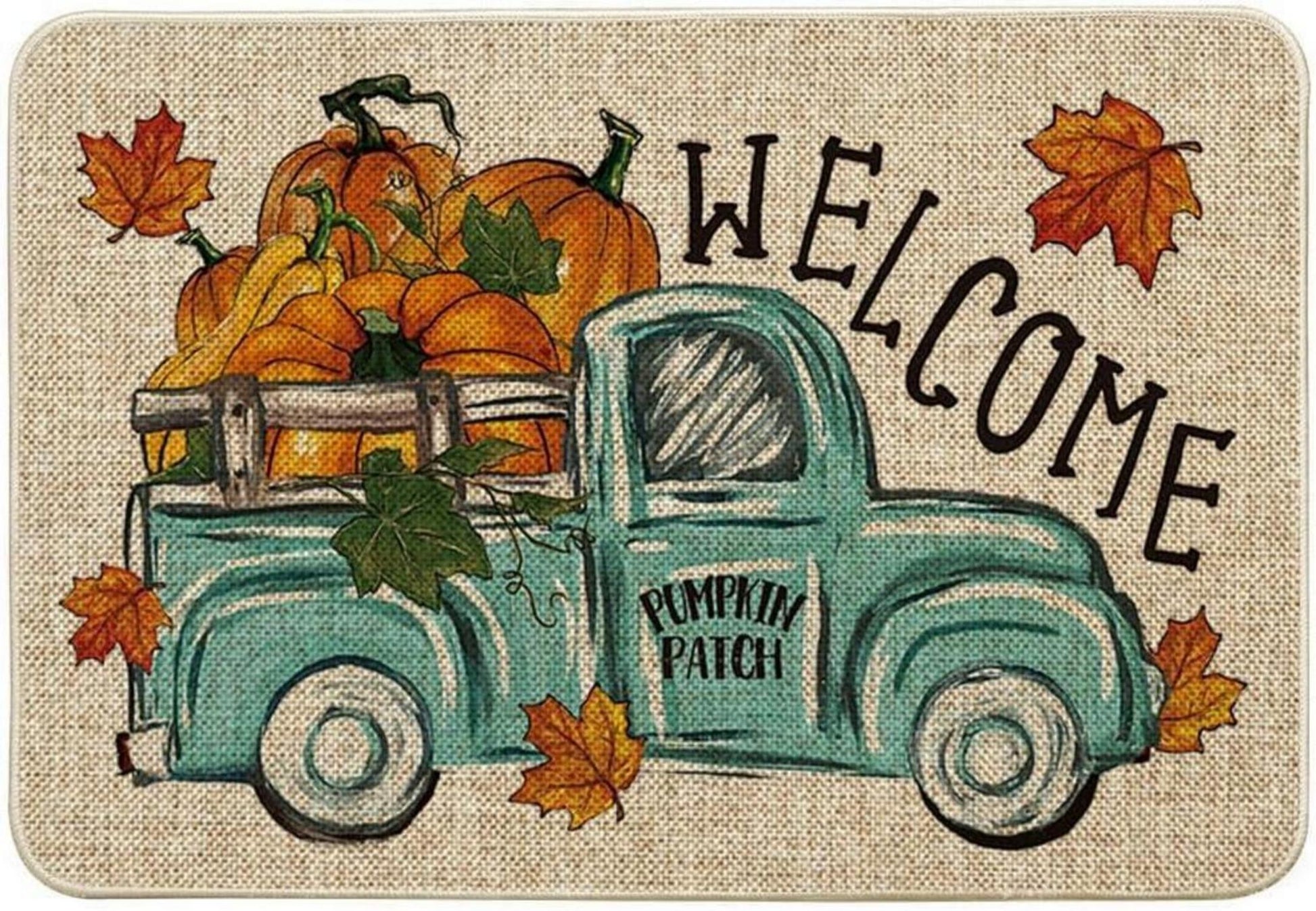 Artoid Herbst Fußmatte Kürbisse Lastwagen Dekor 40x60cm