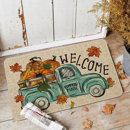 Artoid Herbst Fußmatte Kürbisse Lastwagen Dekor 40x60cm