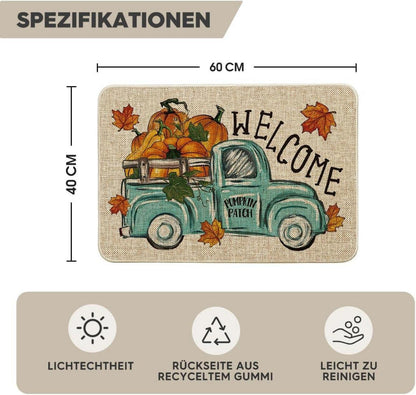 Kürbisse Lastwagen Willkommen Herbst Fußmatte Ahornblätter 40x60 cm