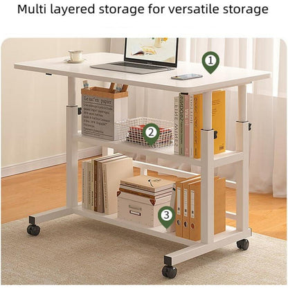 Mobiler Computer-Schreibtisch höhenverstellbar 80x40x60-90